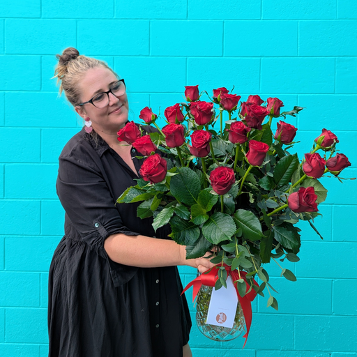 'TWO DOZEN' Romantic Red Roses Deluxe Bouquet in Vase