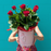 'HALF DOZEN' Romantic Red Roses Deluxe Bouquet in Pink Hat Box