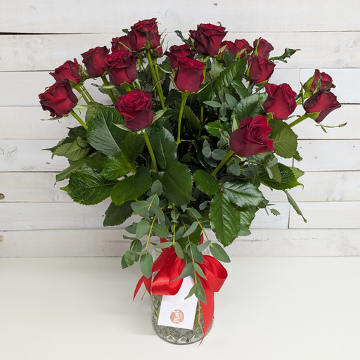 'TWO DOZEN' Romantic Red Roses Deluxe Bouquet in Vase